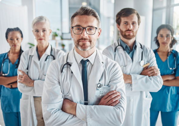 Clinical leaders and physicians in discussion