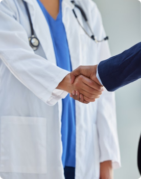 Clinical partners shaking hands
